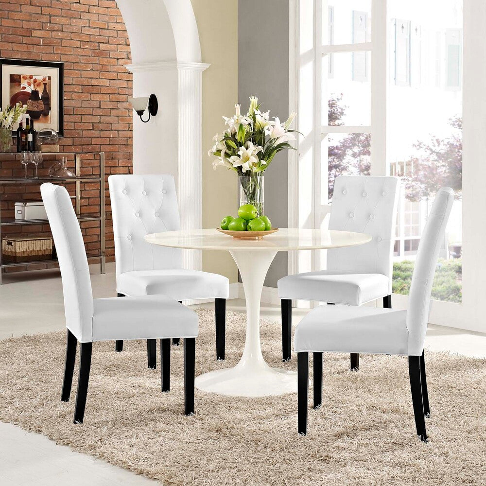 EEI-3324-WHI Confer Vinyl Dining Side Chair Set of 4 by Modway