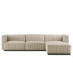 Modway Conjure 4-Piece Channel Tufted Upholstered Fabric Sectional Sofa by Modway-EEI-5788-BLK-BEI