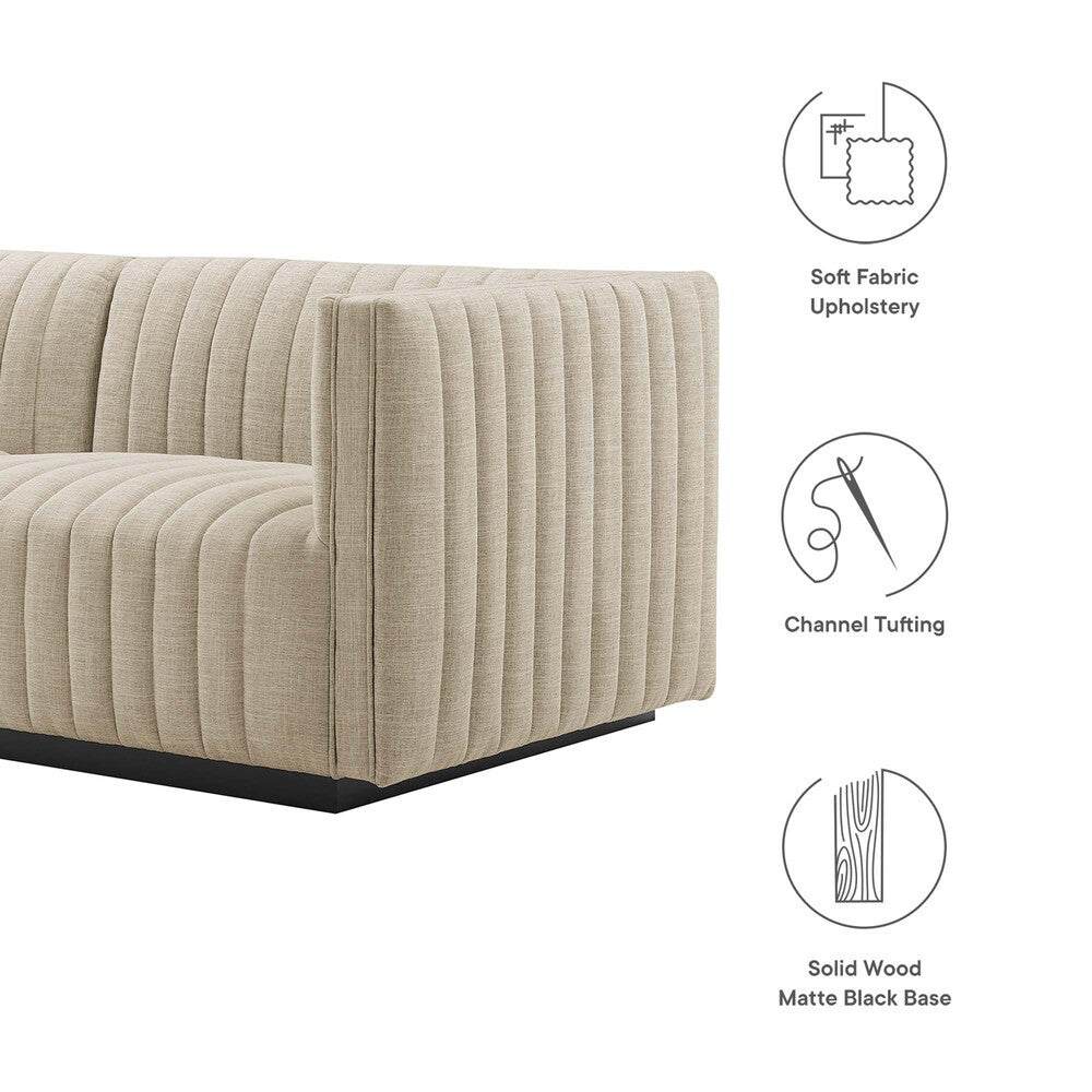Modway Conjure 4-Piece Channel Tufted Upholstered Fabric Sofa by Modway-EEI-5789-BLK-BEI