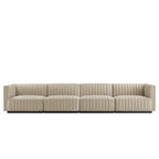 Modway Conjure 4-Piece Channel Tufted Upholstered Fabric Sofa by Modway-EEI-5789-BLK-BEI