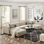 Modway Conjure 6-Piece Channel Tufted Upholstered Fabric Sectional Sofa by Modway-EEI-5790-BLK-BEI