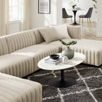 Modway Conjure 6-Piece Channel Tufted Upholstered Fabric Sectional Sofa by Modway-EEI-5790-BLK-BEI