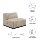 Modway Conjure Channel Tufted Upholstered Fabric Armless Chair by Modway-EEI-5495-BLK-BEI