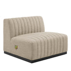 Modway Conjure Channel Tufted Upholstered Fabric Armless Chair by Modway-EEI-5495-BLK-BEI