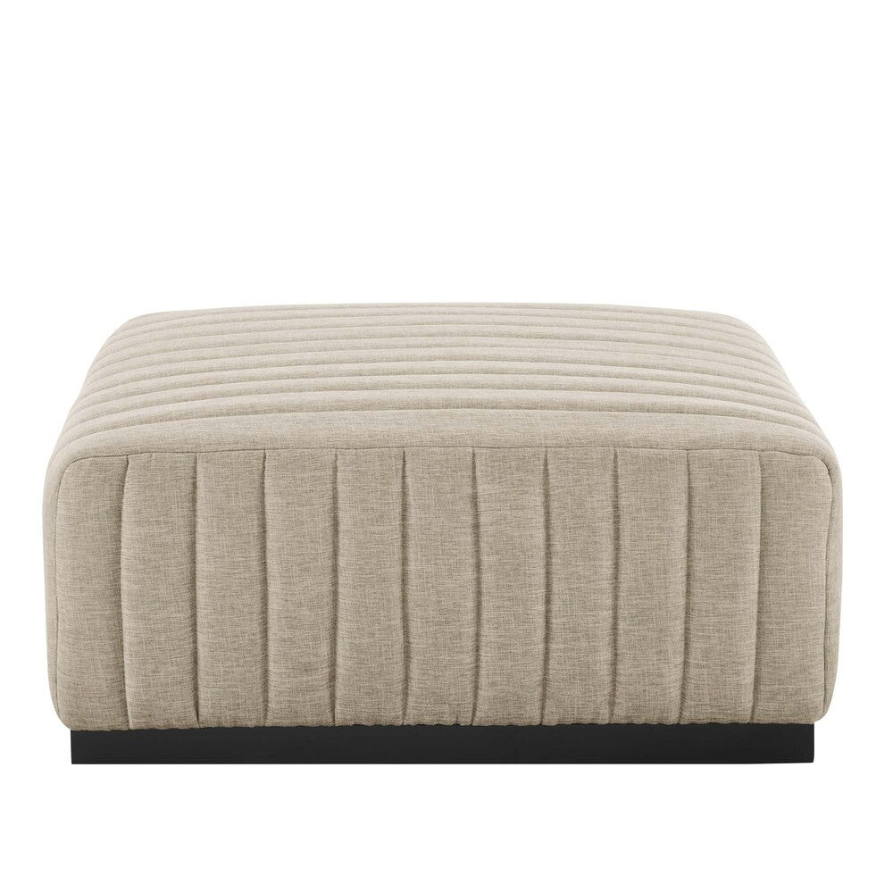 Modway Conjure Channel Tufted Upholstered Fabric Ottoman by Modway-EEI-5501-BLK-BEI