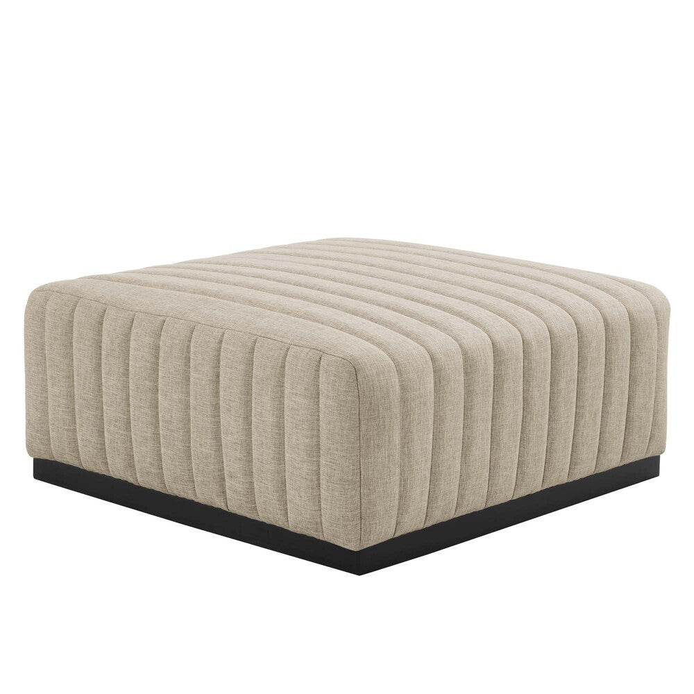 Modway Conjure Channel Tufted Upholstered Fabric Ottoman by Modway-EEI-5501-BLK-BEI