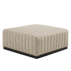 Modway EEI-5501-BLK-BEI Conjure Channel Tufted Upholstered Fabric Ottoman Black Beige
