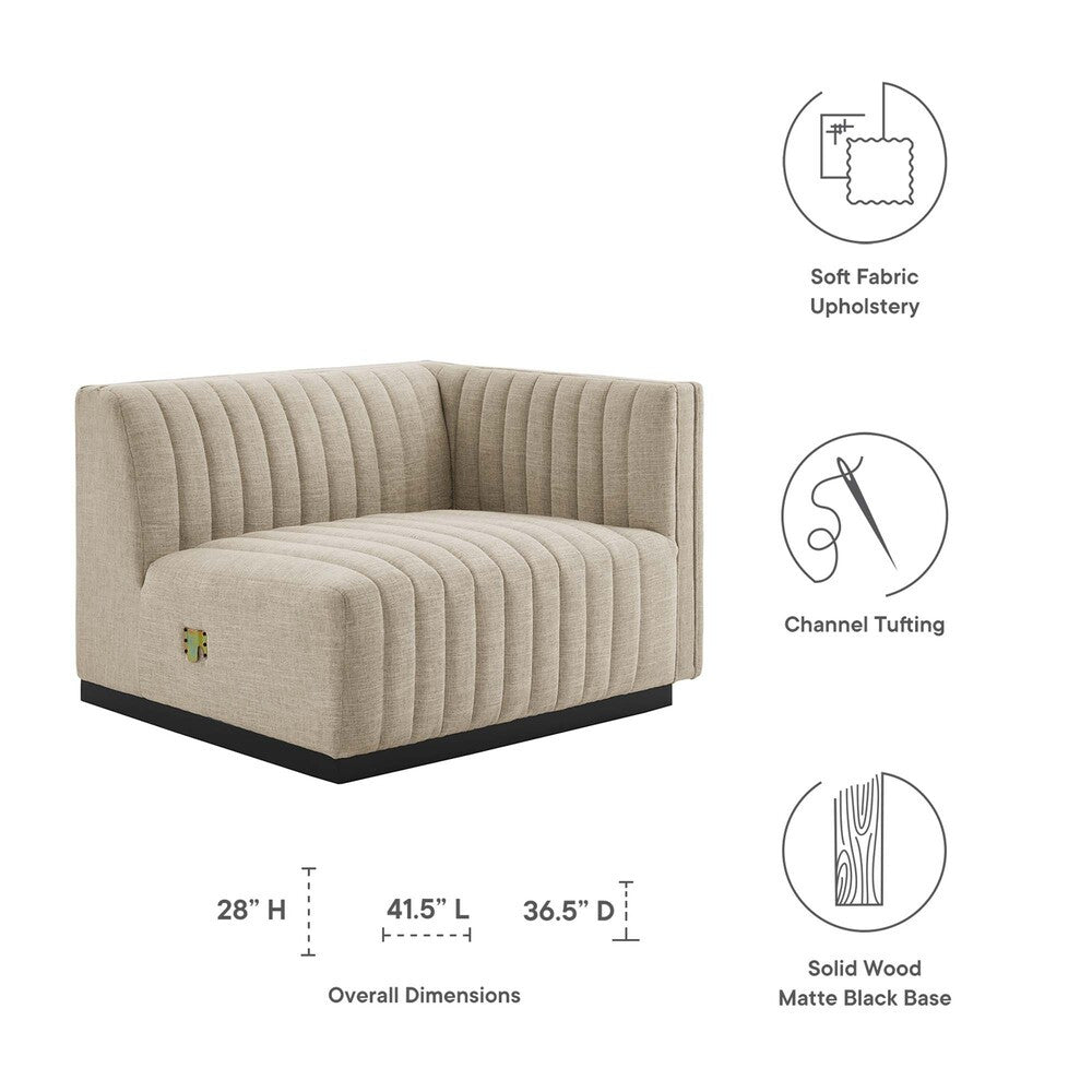 Modway Conjure Channel Tufted Upholstered Fabric Right-Arm Chair by Modway-EEI-5493