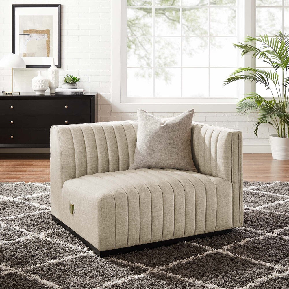 Modway Conjure Channel Tufted Upholstered Fabric Right-Arm Chair by Modway-EEI-5493