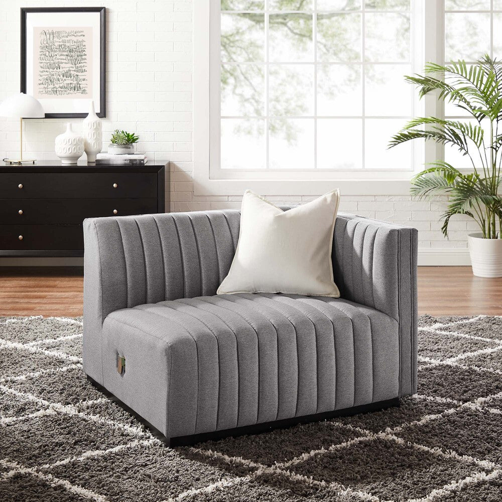 Modway Conjure Channel Tufted Upholstered Fabric Right-Arm Chair by Modway-EEI-5493