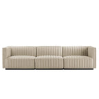 Modway Conjure Channel Tufted Upholstered Fabric Sofa by Modway-EEI-5787-BLK-BEI