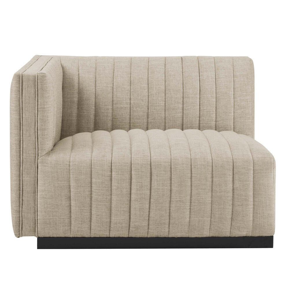 Modway Conjure Channel Tufted Upholstered Fabric Sofa by Modway-EEI-5787-BLK-BEI