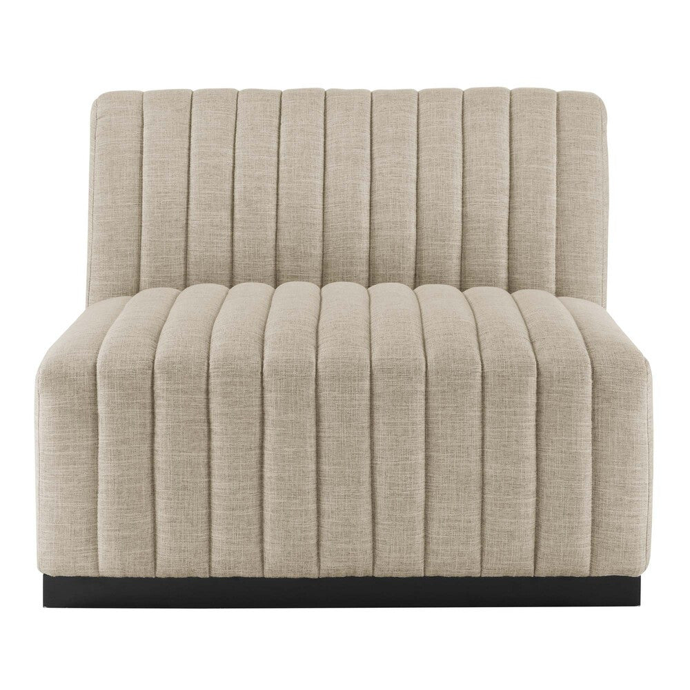 Modway Conjure Channel Tufted Upholstered Fabric Sofa by Modway-EEI-5787-BLK-BEI