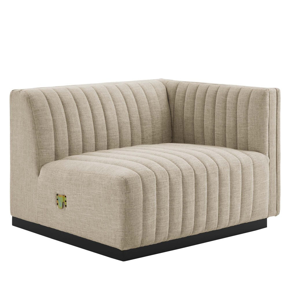Modway Conjure Channel Tufted Upholstered Fabric Sofa by Modway-EEI-5787-BLK-BEI
