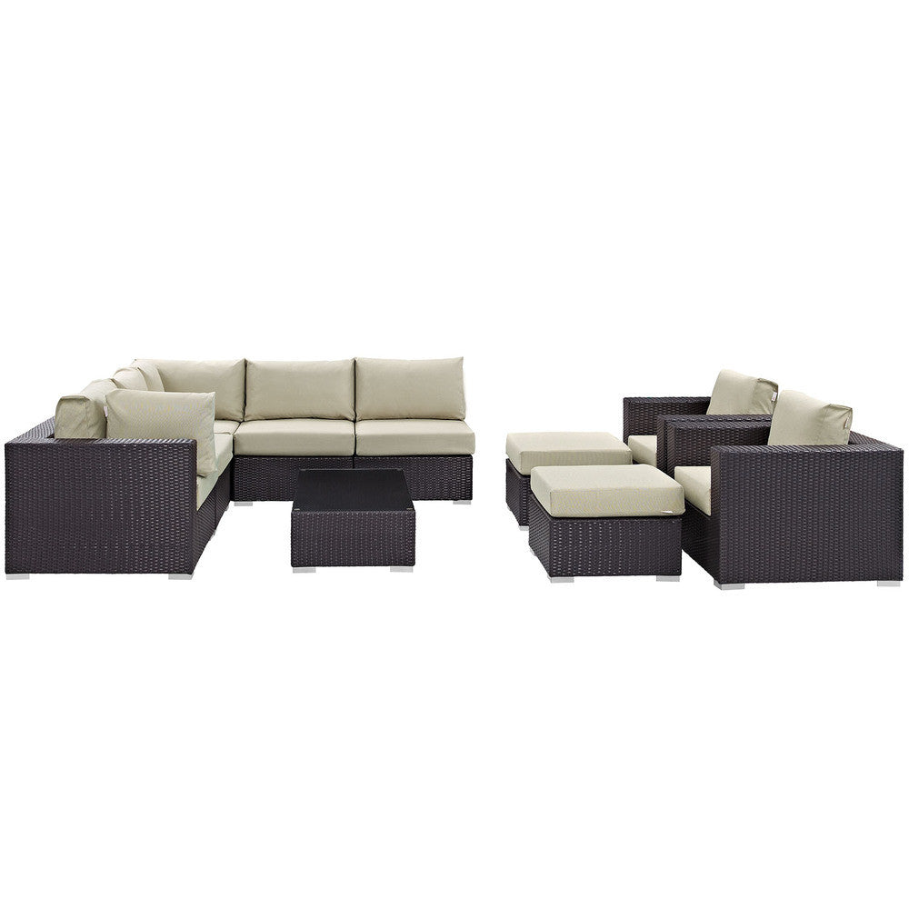 EEI-2169 Convene 10 Piece Outdoor Patio Sectional Set by Modway