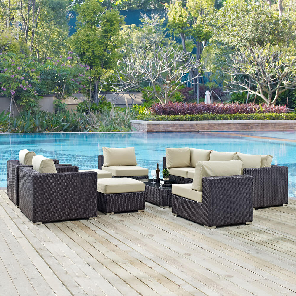 EEI-2169 Convene 10 Piece Outdoor Patio Sectional Set by Modway