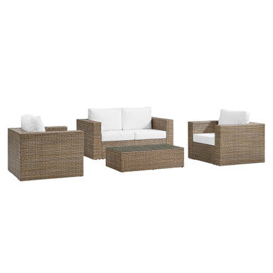 Modway EEI-6328-CAP-WHI Convene 4-Piece Outdoor Patio Furniture Set Cappuccino White