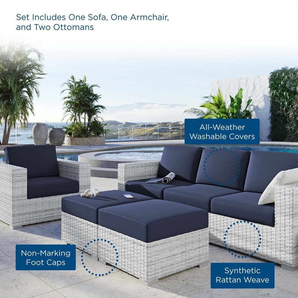 EEI-5451-LGR-NAV Convene 4-Piece Outdoor Patio Set by Modway
