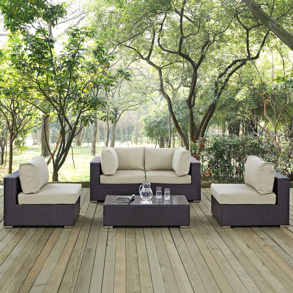 EEI-2163 Convene 5 Piece Outdoor Patio Sectional Set by Modway