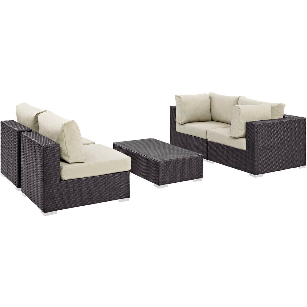 EEI-2163 Convene 5 Piece Outdoor Patio Sectional Set by Modway