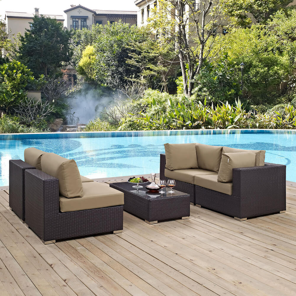 EEI-2163 Convene 5 Piece Outdoor Patio Sectional Set by Modway