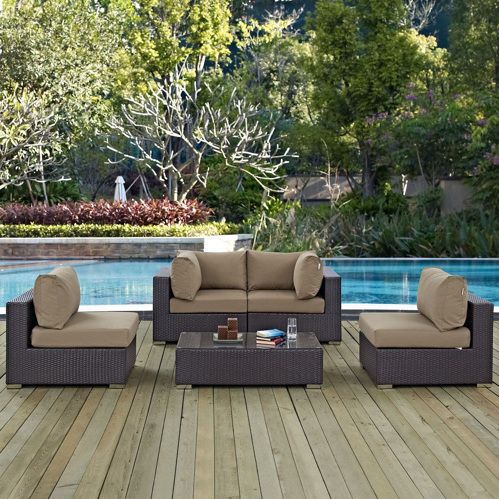 EEI-2163 Convene 5 Piece Outdoor Patio Sectional Set by Modway
