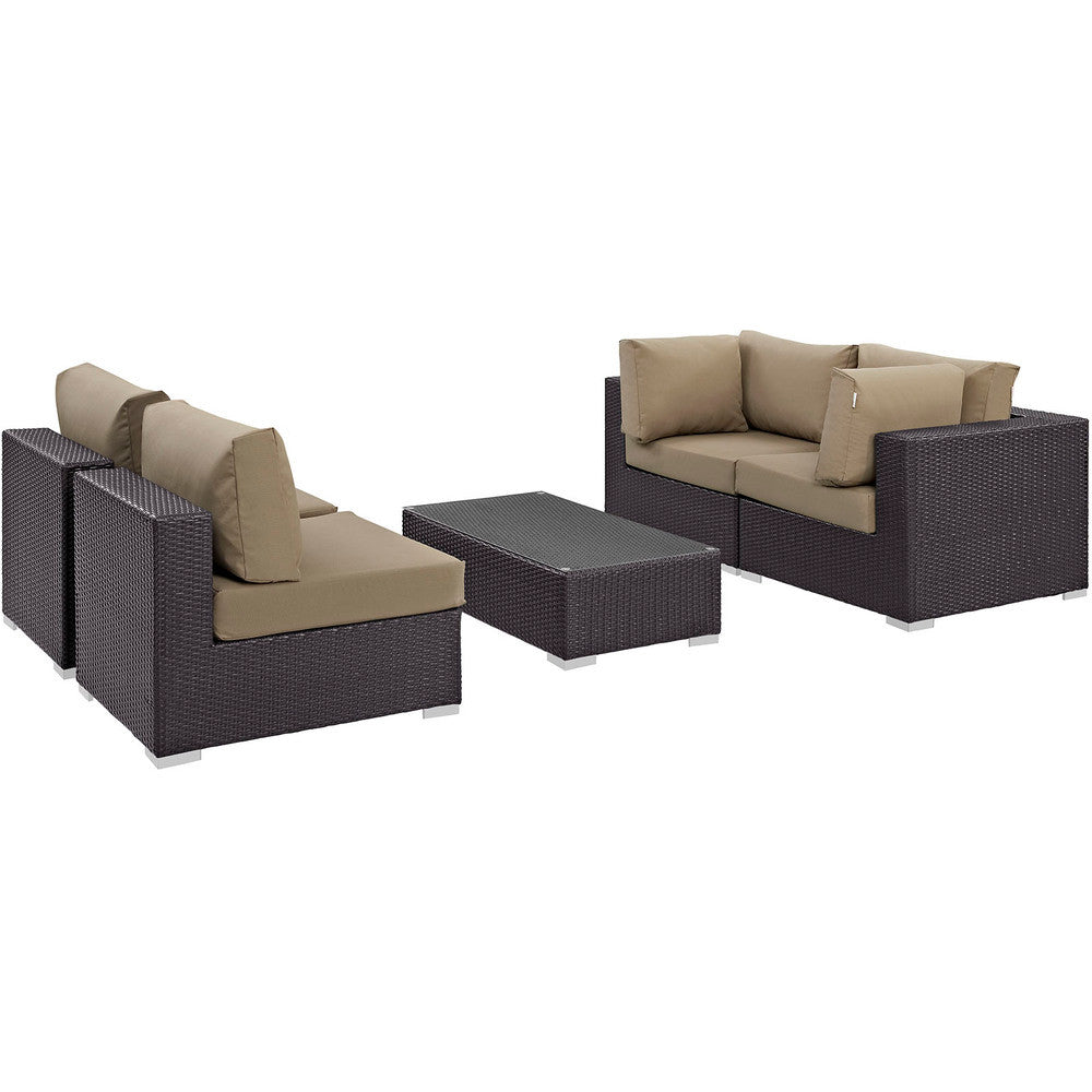 EEI-2163 Convene 5 Piece Outdoor Patio Sectional Set by Modway
