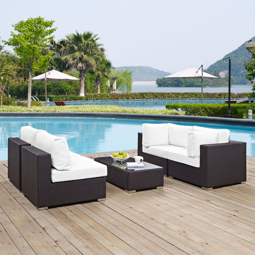 EEI-2163 Convene 5 Piece Outdoor Patio Sectional Set by Modway