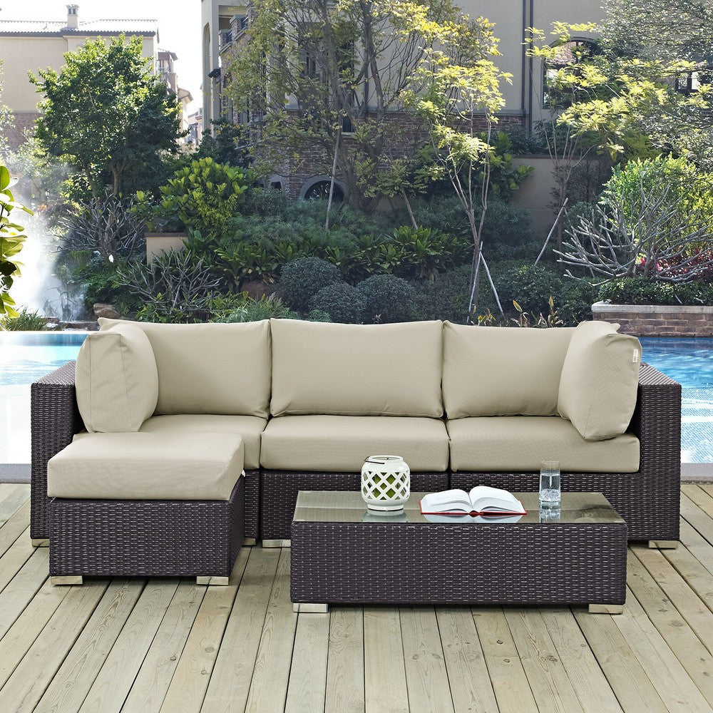 EEI-2172 Convene 5 Piece Outdoor Patio Sectional Set by Modway