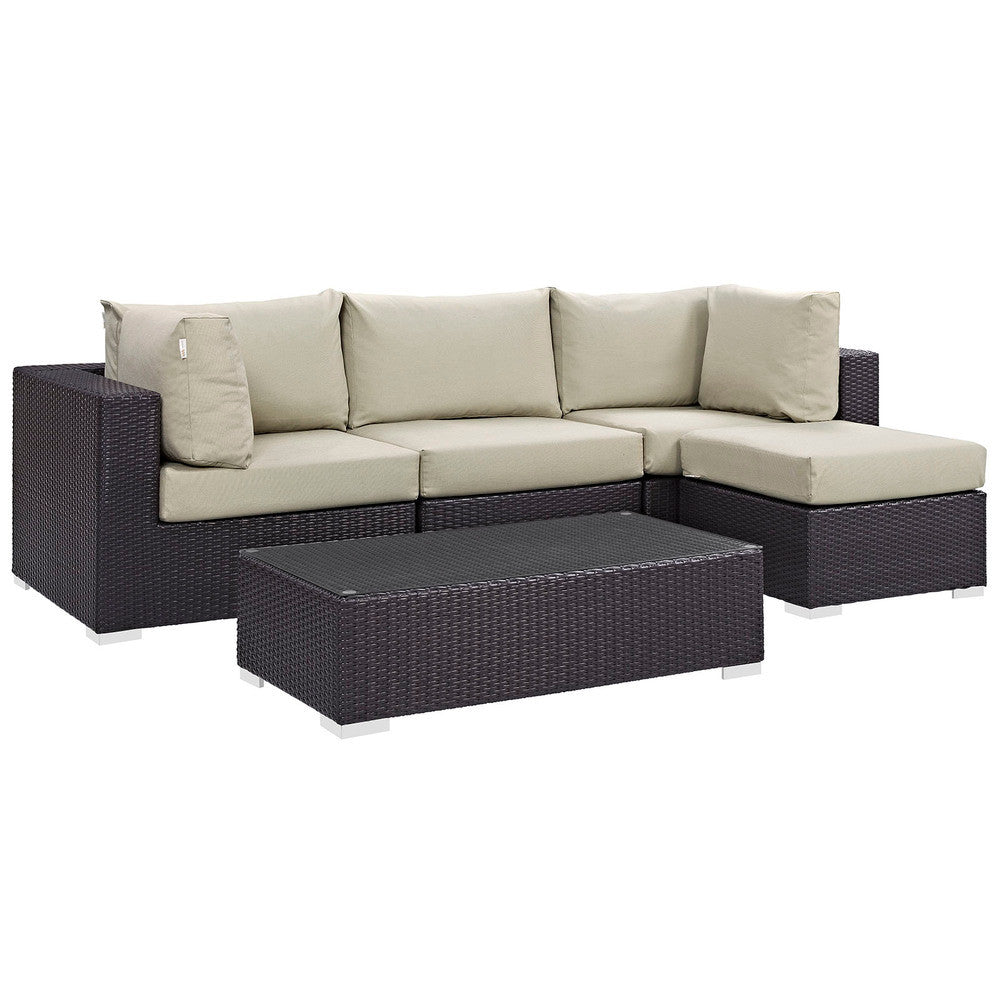 EEI-2172 Convene 5 Piece Outdoor Patio Sectional Set by Modway