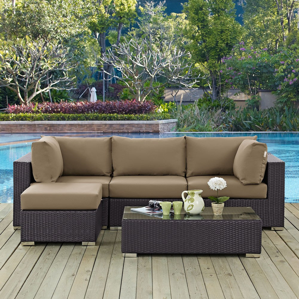 EEI-2172 Convene 5 Piece Outdoor Patio Sectional Set by Modway