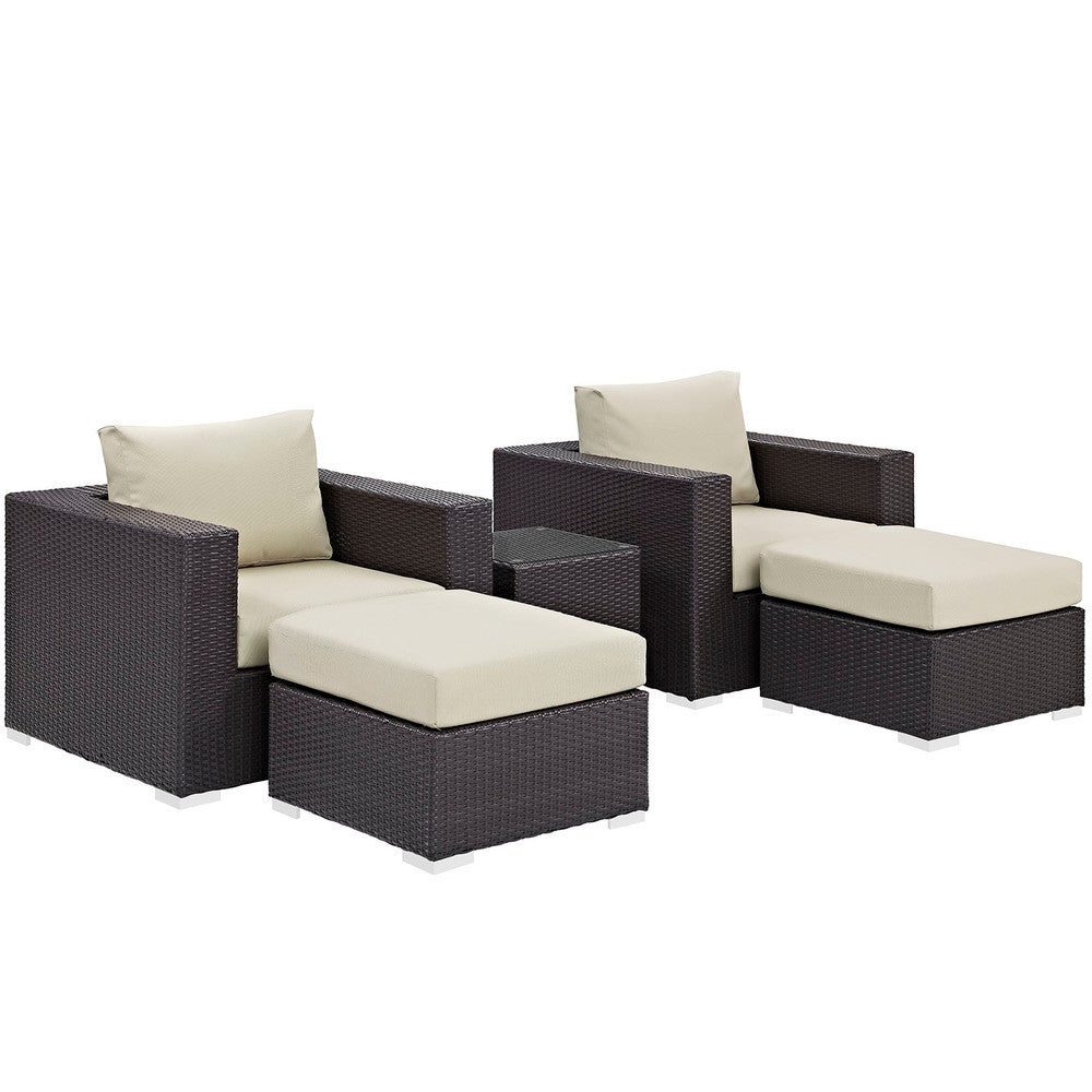 EEI-2201 Convene 5 Piece Outdoor Patio Sectional Set by Modway