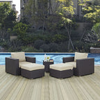 EEI-2201 Convene 5 Piece Outdoor Patio Sectional Set by Modway