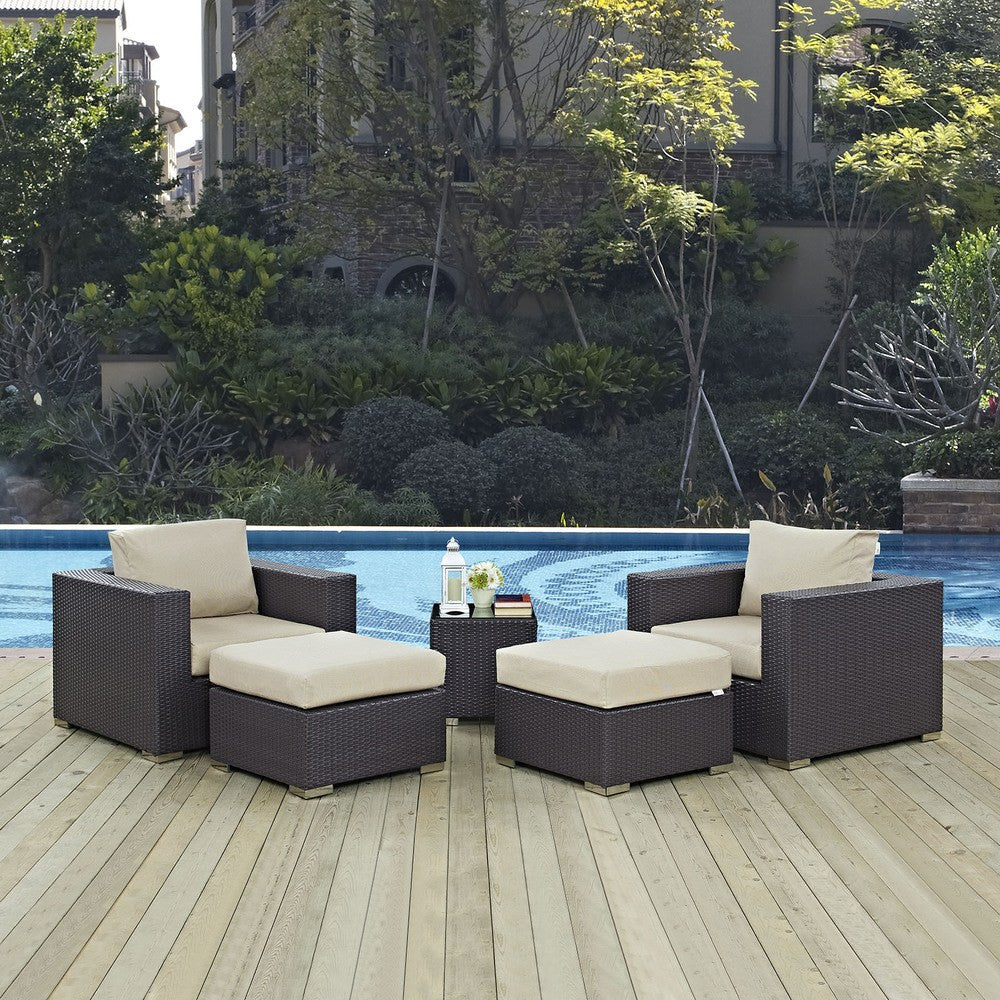 EEI-2201 Convene 5 Piece Outdoor Patio Sectional Set by Modway