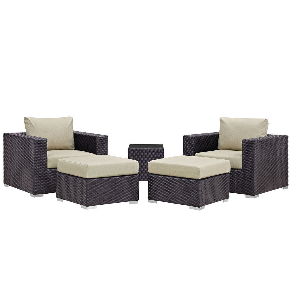EEI-2201 Convene 5 Piece Outdoor Patio Sectional Set by Modway