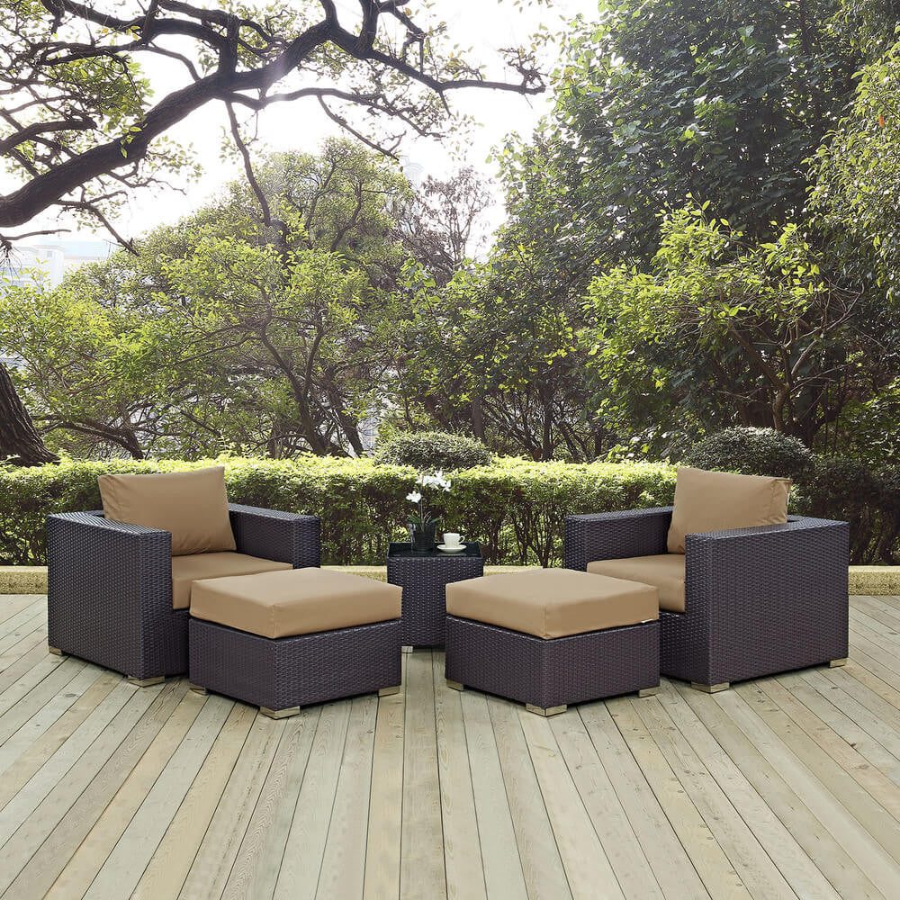 EEI-2201 Convene 5 Piece Outdoor Patio Sectional Set by Modway