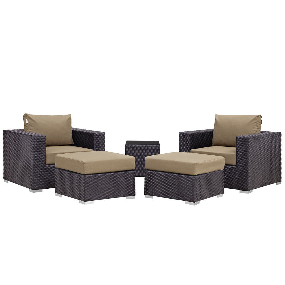 EEI-2201 Convene 5 Piece Outdoor Patio Sectional Set by Modway