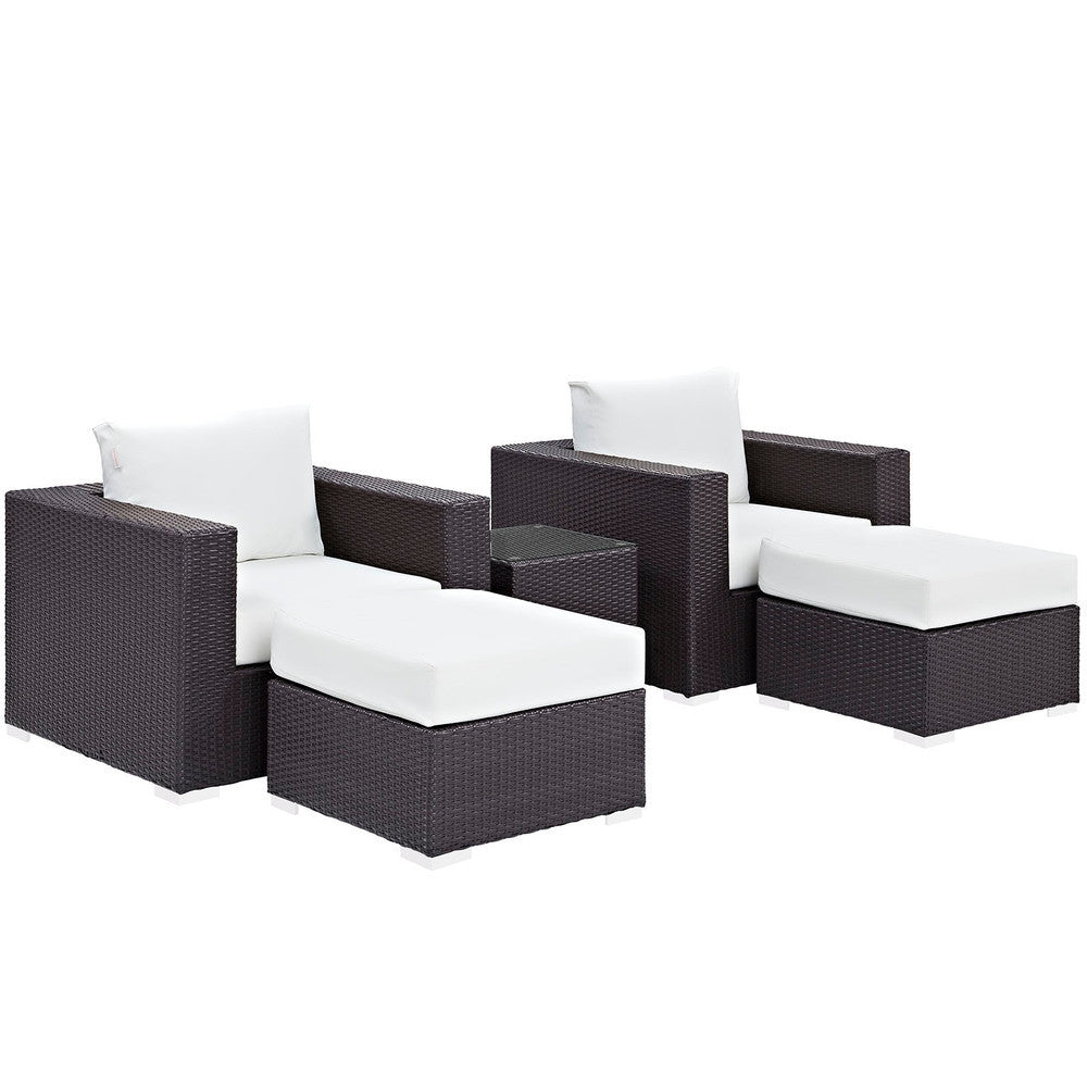 EEI-2201 Convene 5 Piece Outdoor Patio Sectional Set by Modway
