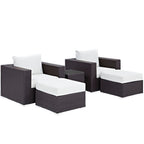 EEI-2201 Convene 5 Piece Outdoor Patio Sectional Set by Modway