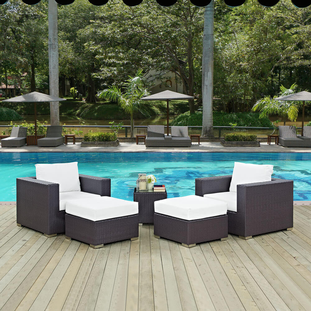 EEI-2201 Convene 5 Piece Outdoor Patio Sectional Set by Modway