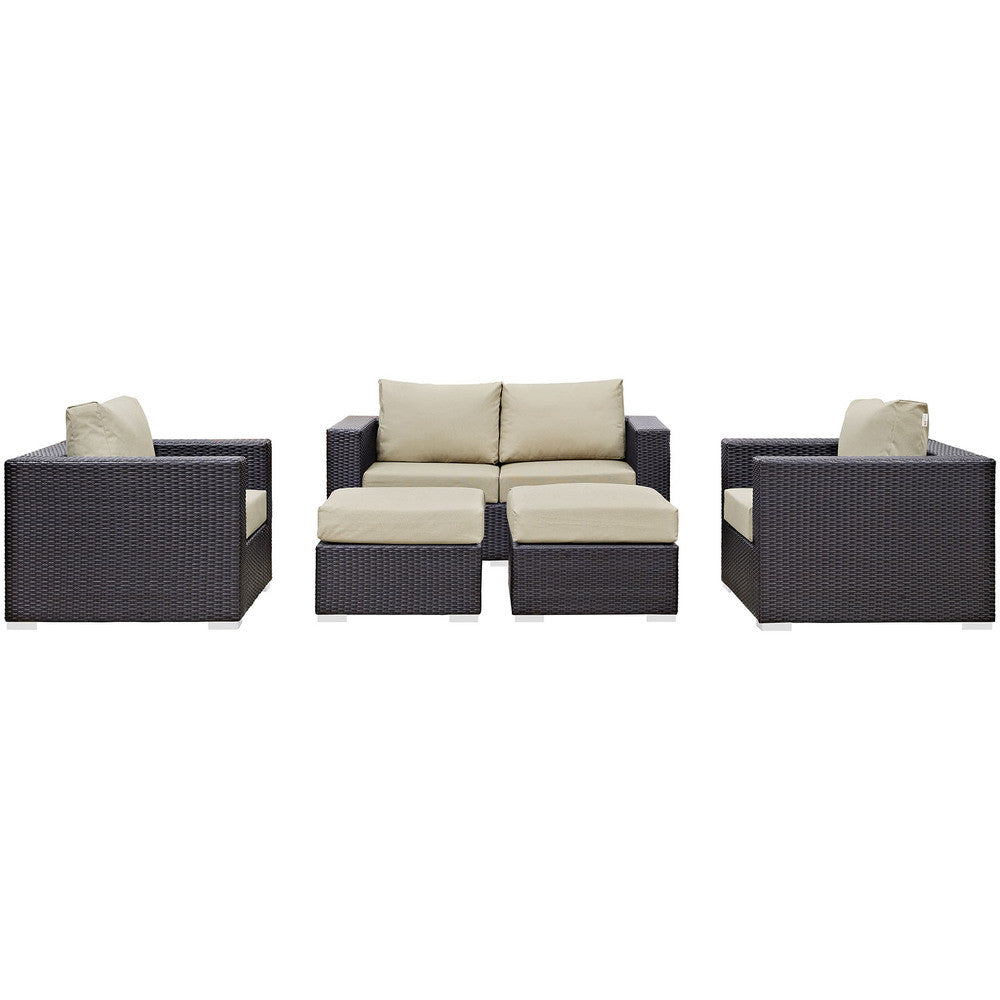 EEI-2158 Convene 5 Piece Outdoor Patio Sofa Set by Modway