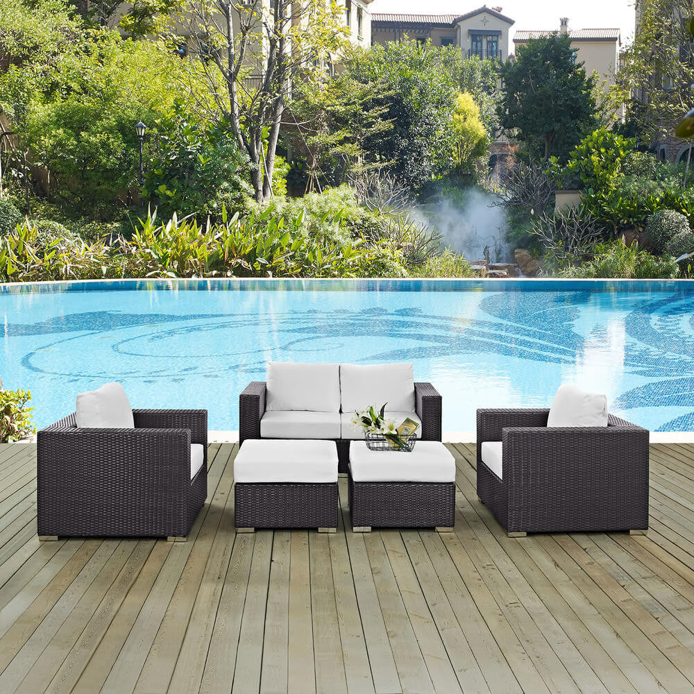 EEI-2158 Convene 5 Piece Outdoor Patio Sofa Set by Modway