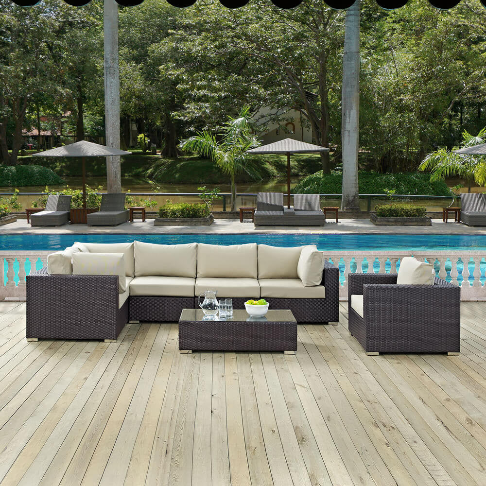 EEI-2157 Convene 7 Piece Outdoor Patio Sectional Set by Modway