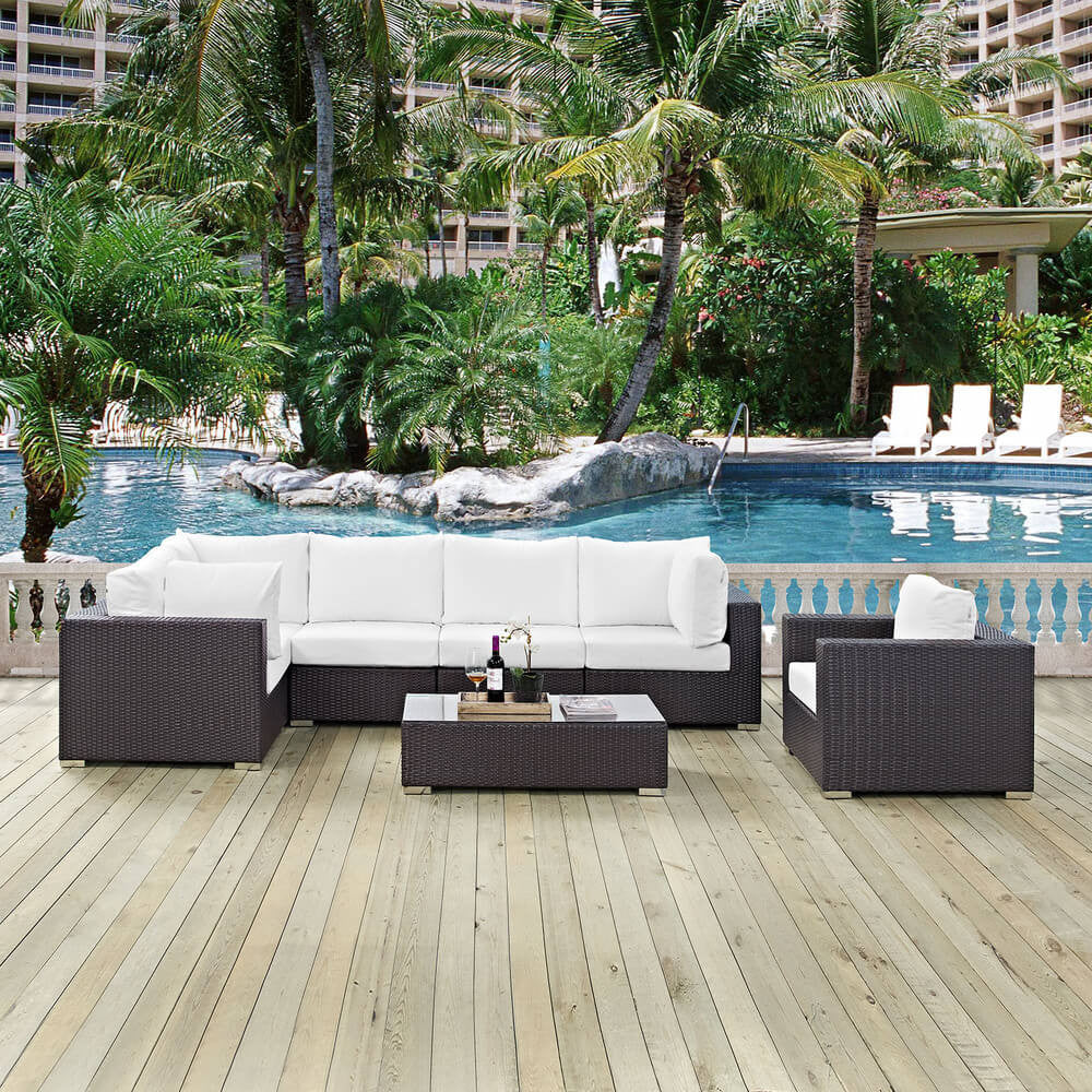 EEI-2157 Convene 7 Piece Outdoor Patio Sectional Set by Modway