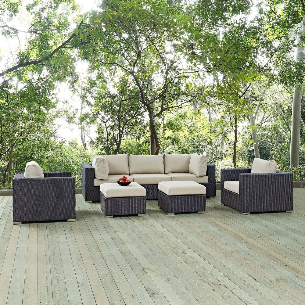 EEI-2200 Convene 7 Piece Outdoor Patio Sectional Set by Modway