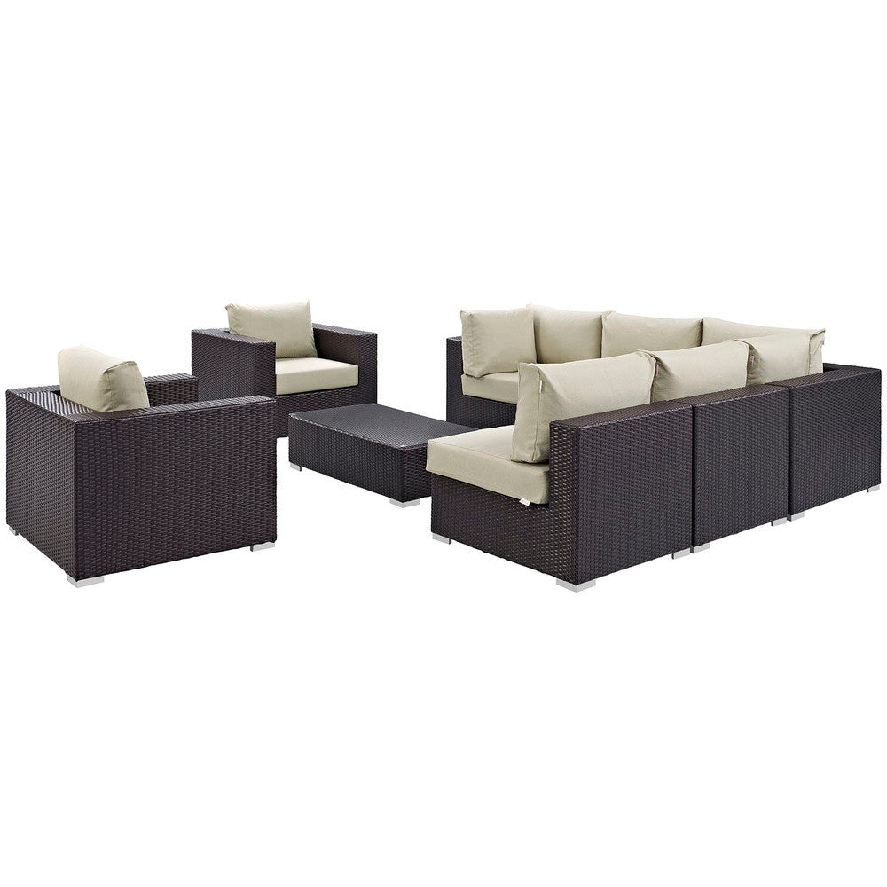 EEI-2203 Convene 8 Piece Outdoor Patio Sectional Set by Modway