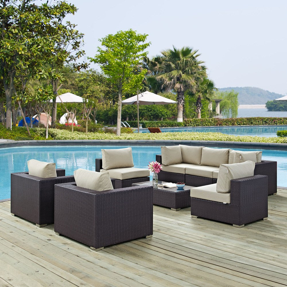 EEI-2203 Convene 8 Piece Outdoor Patio Sectional Set by Modway