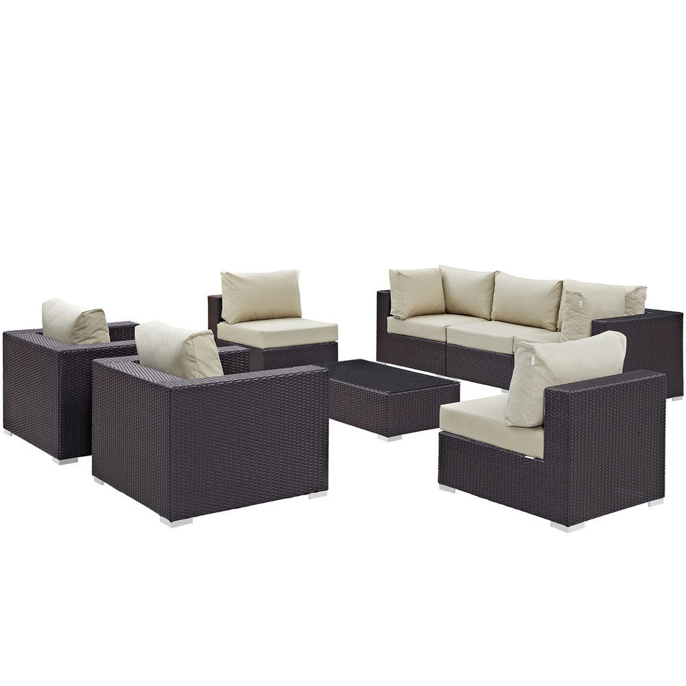 EEI-2203 Convene 8 Piece Outdoor Patio Sectional Set by Modway