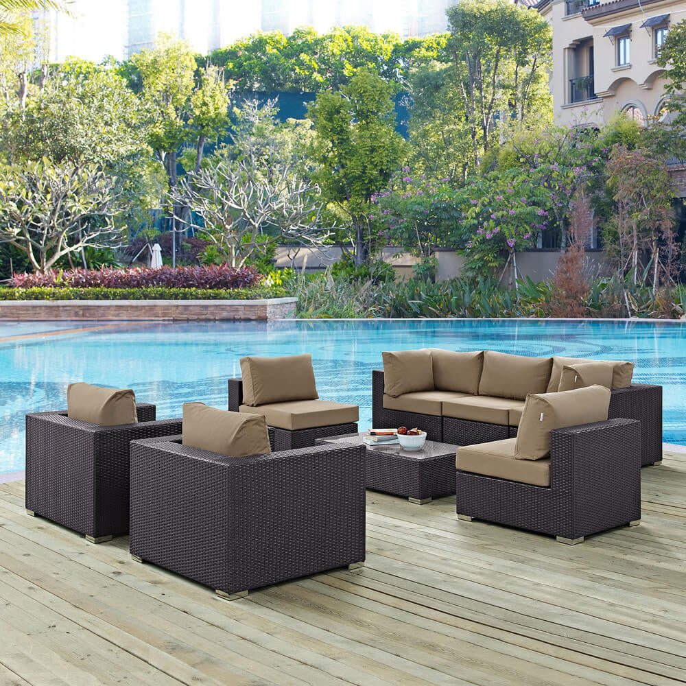 EEI-2203 Convene 8 Piece Outdoor Patio Sectional Set by Modway