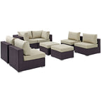 EEI-2204 Convene 8 Piece Outdoor Patio Sectional Set by Modway